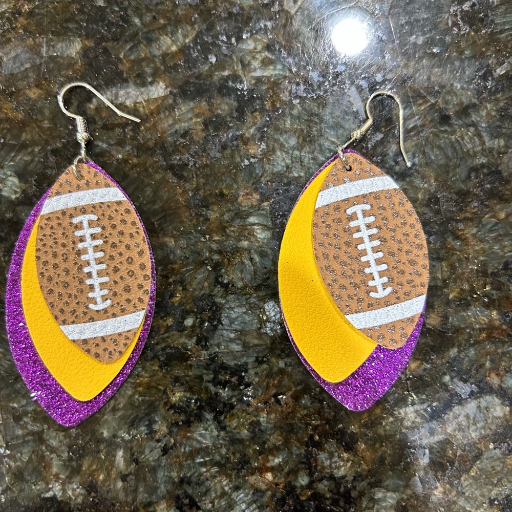 LSU Football Themed Earrings in Purple and Yellow